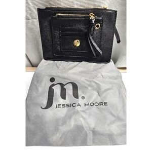 NWT Jessica Moore 9" x6 "‎ LUSH ZIP POUCH black wristlet